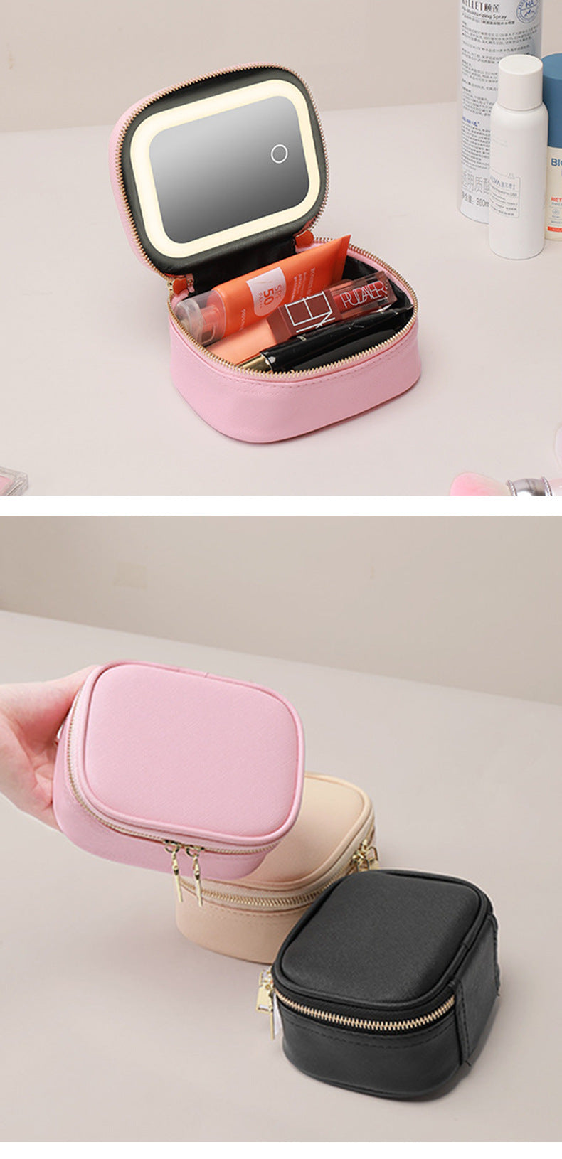 Illuminate Your Beauty on the Go: Stylish LED Makeup Bag with Mirror & Organizer
