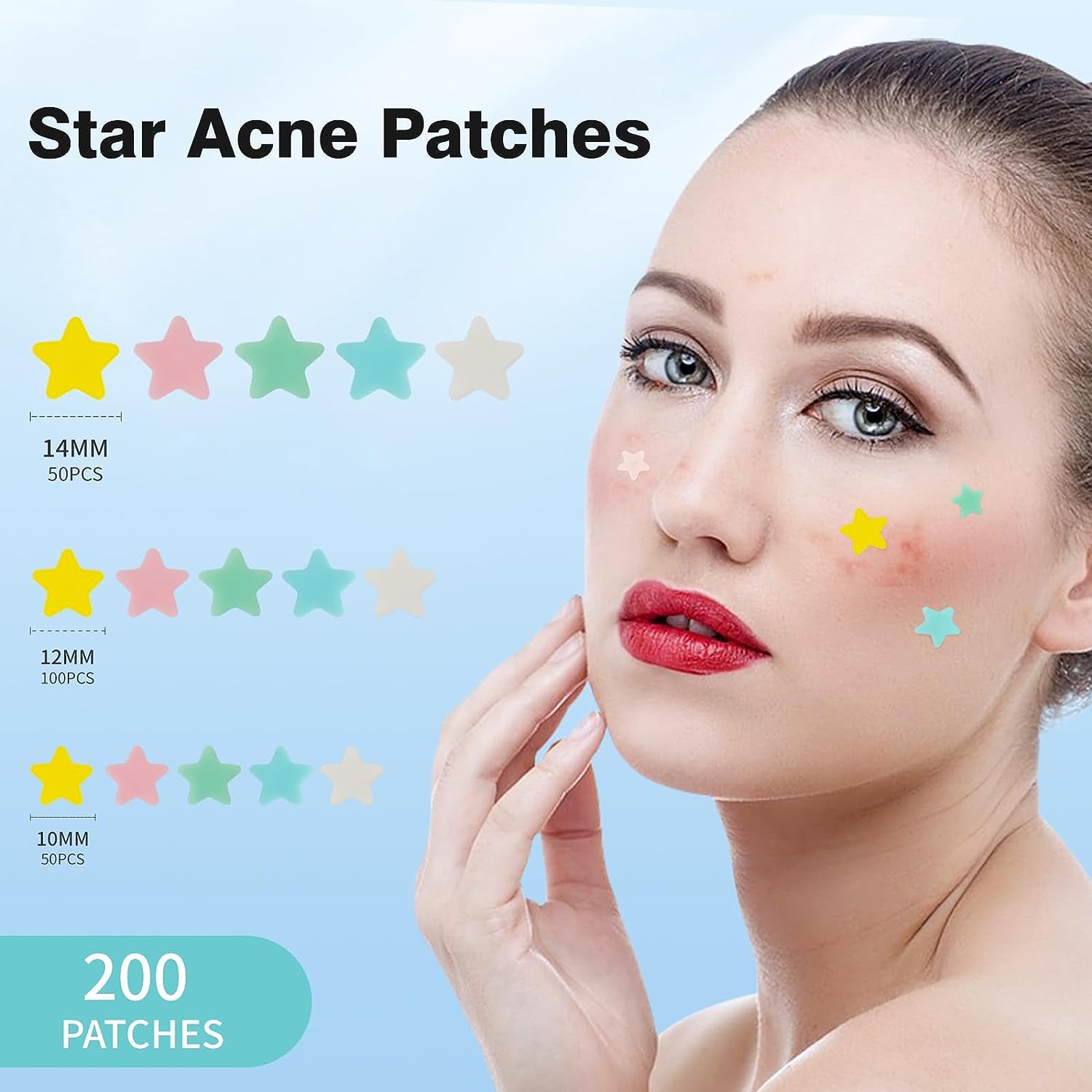 Cute Star Pimple Patches – Colorful Hydrocolloid Acne Stickers with Tea Tree & Cica