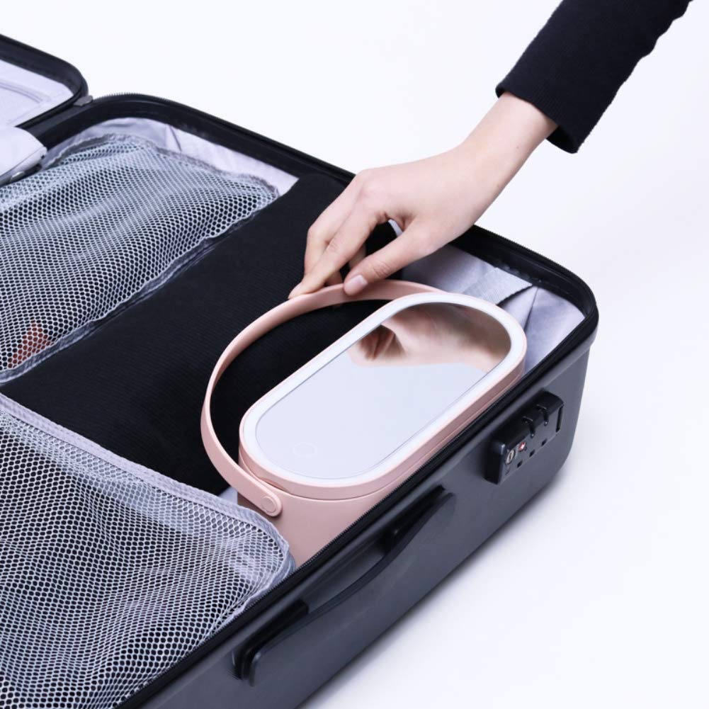 Glow On-The-Go: Stylish Travel Makeup Case with LED Light & Mirror