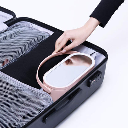 Glow On-The-Go: Stylish Travel Makeup Case with LED Light & Mirror