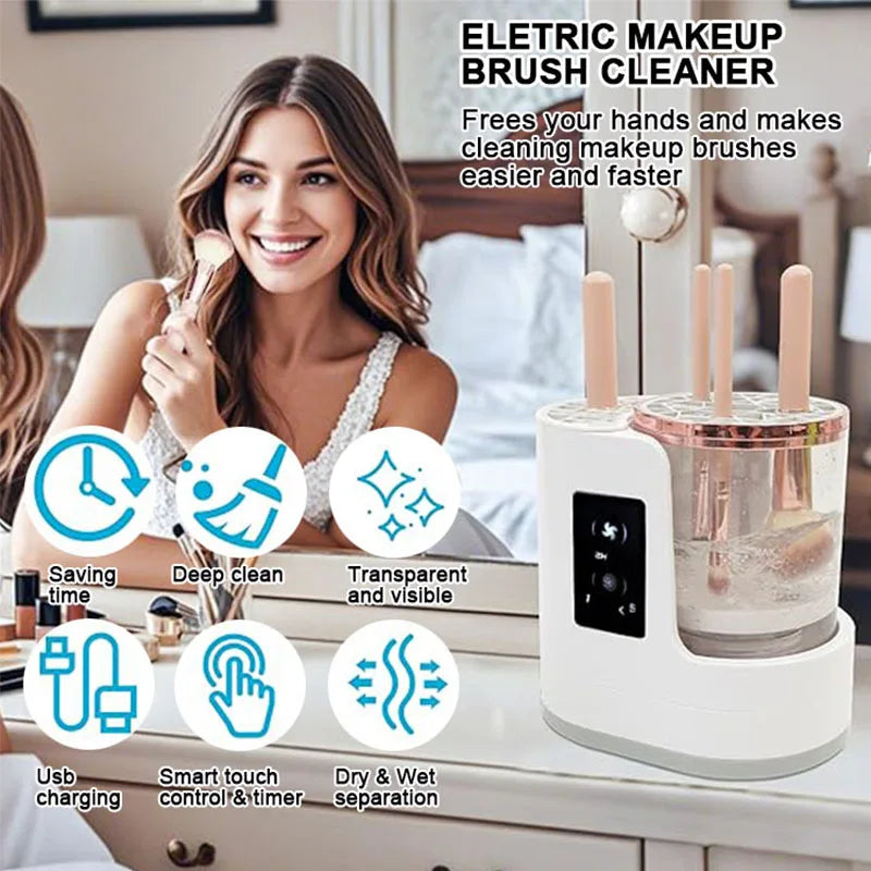 Smart 3-in-1 Makeup Brush Cleaner – Automatic Washing & Quick-Drying Tool