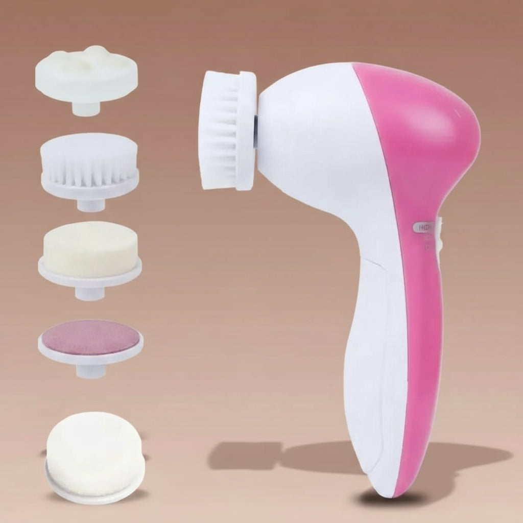 5-in-1 Electric Facial Cleansing Brush – Deep Cleaning & Gentle Skin Massage ✨ Purify, smooth, and glow