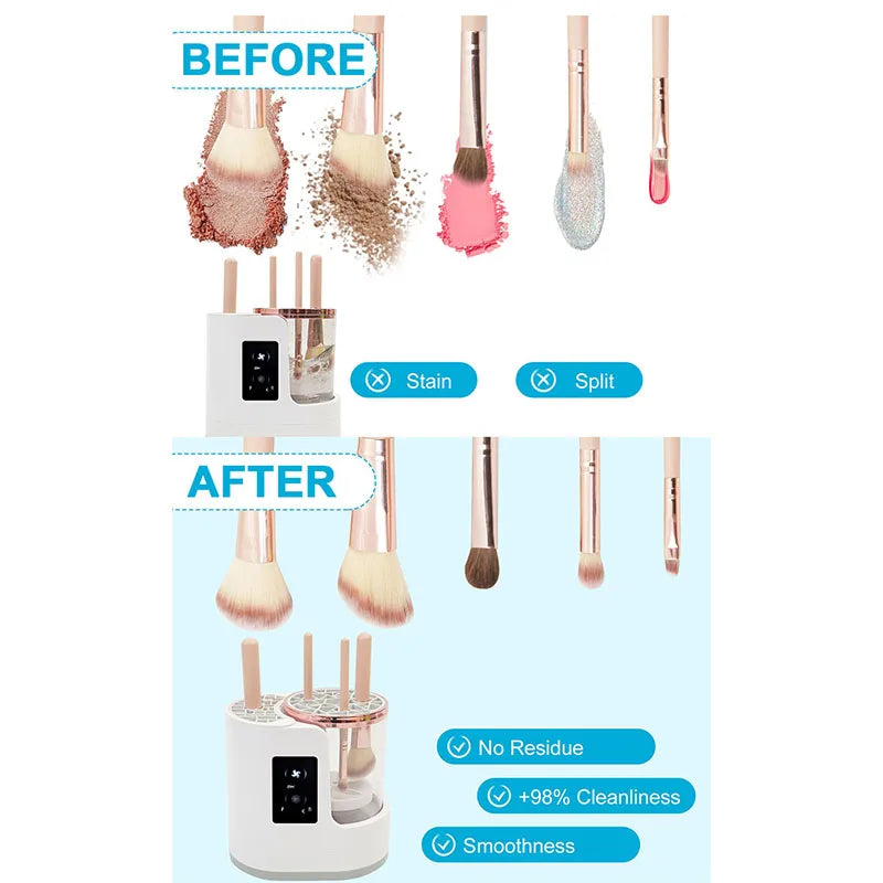 Smart 3-in-1 Makeup Brush Cleaner – Automatic Washing & Quick-Drying Tool