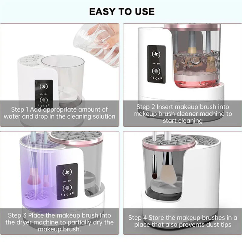 Smart 3-in-1 Makeup Brush Cleaner – Automatic Washing & Quick-Drying Tool