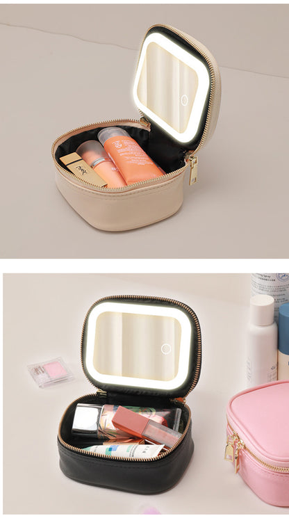Illuminate Your Beauty on the Go: Stylish LED Makeup Bag with Mirror & Organizer
