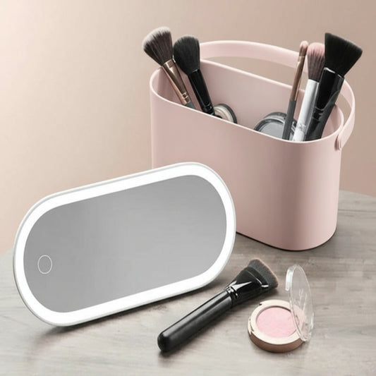 Glow On-The-Go: Stylish Travel Makeup Case with LED Light & Mirror