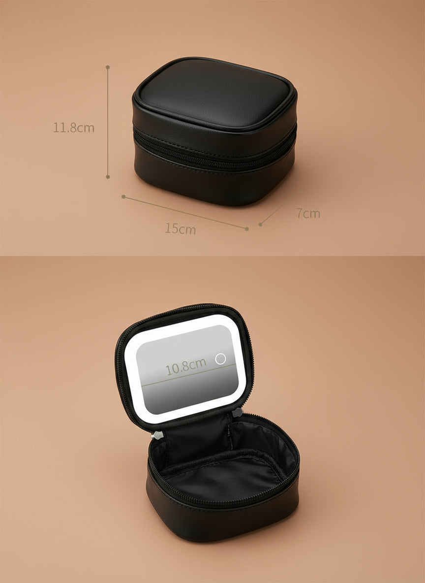Illuminate Your Beauty on the Go: Stylish LED Makeup Bag with Mirror & Organizer