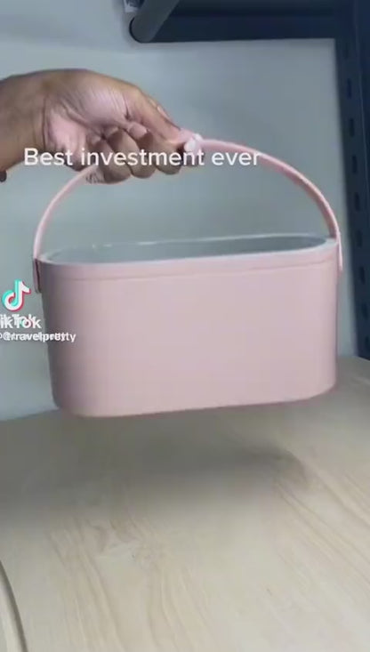 Glow On-The-Go: Stylish Travel Makeup Case with LED Light & Mirror